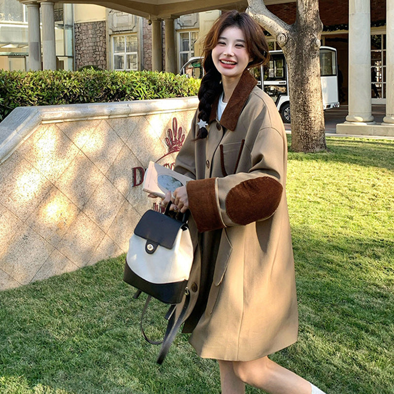 オーバーサイズバイカラーミディ丈トレンチコート