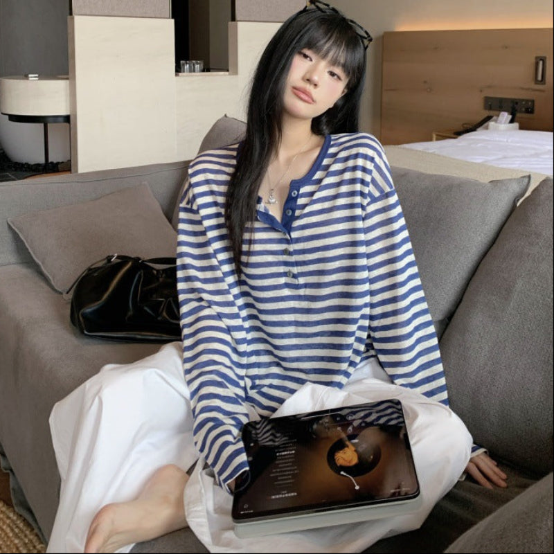 ストライプヘンリーロングTシャツ