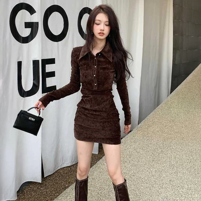 ベロアタイトワンピース(2colors)