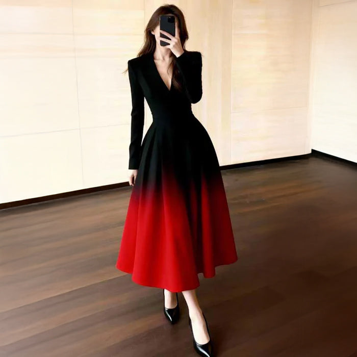 グラデーションフレアワンピース