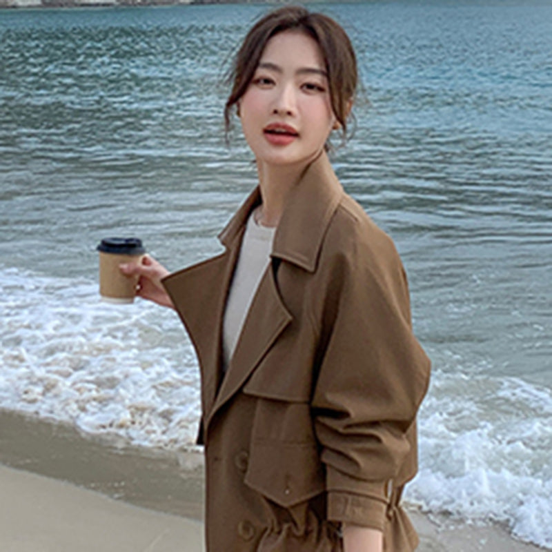 ドローストリングショート丈トレンチ