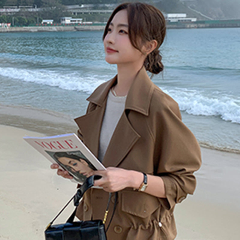 ドローストリングショート丈トレンチ