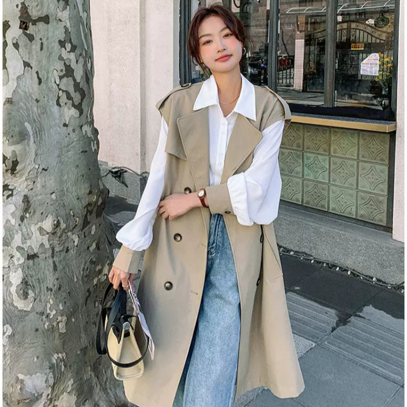 ノースリーブトレンチロングジャケット