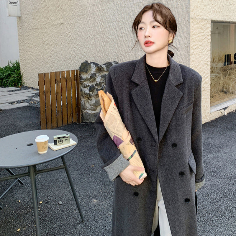ダウンライナー付ウールブレンドロングコート