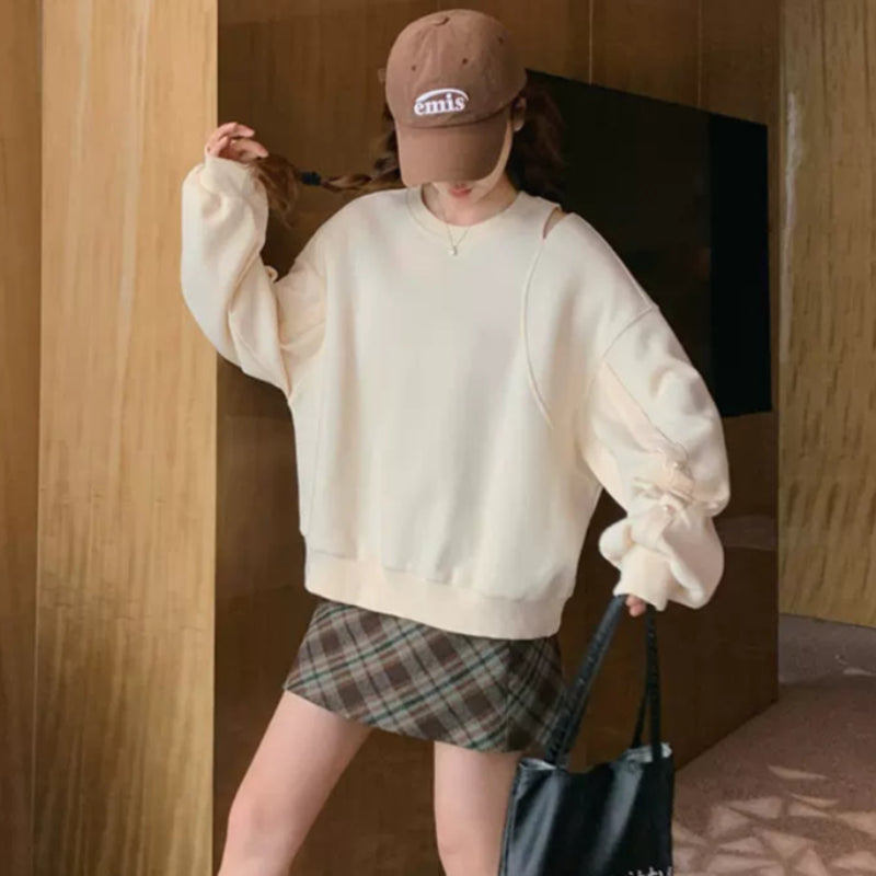 ショルダーカットパールスリーブスウェット