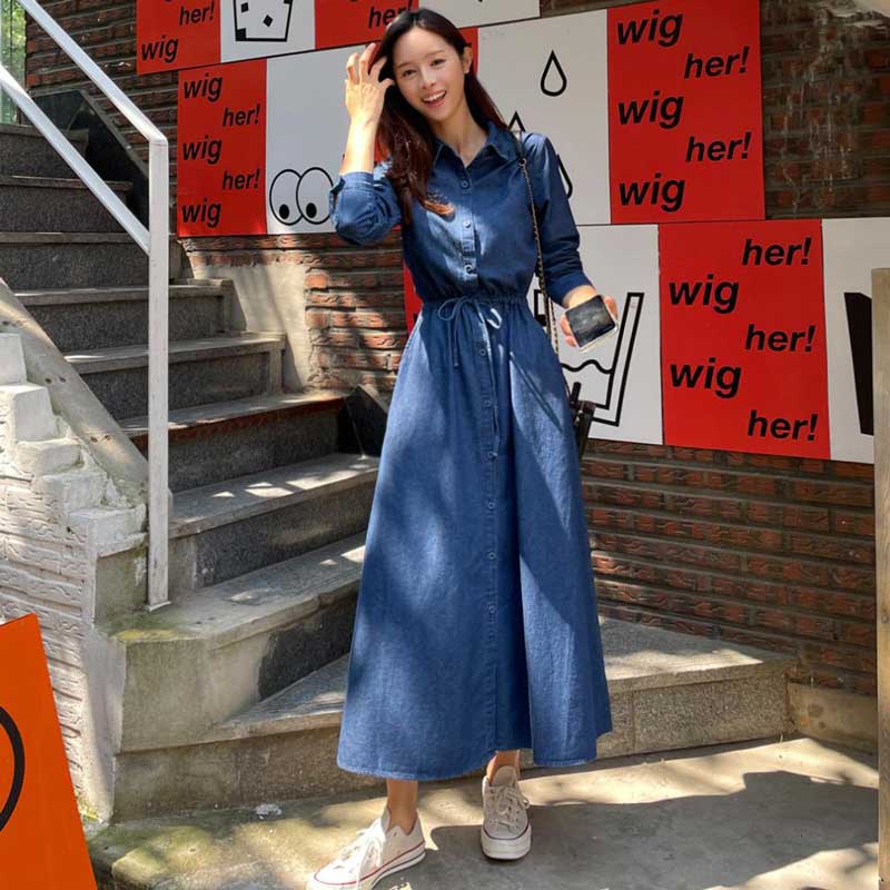 インディゴフレアマキシワンピース