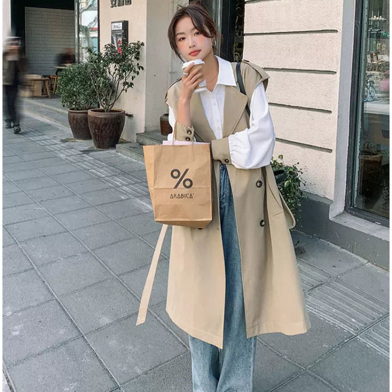 ノースリーブトレンチロングジャケット