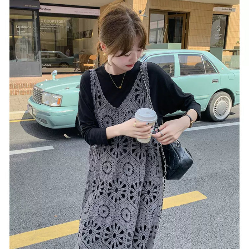 レースニット×カットソーワンピースセット