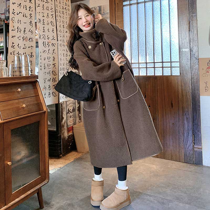 ブラウンロングボアコート