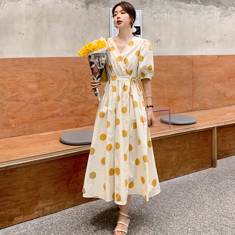 レトロドット柄ワンピース(2colors)