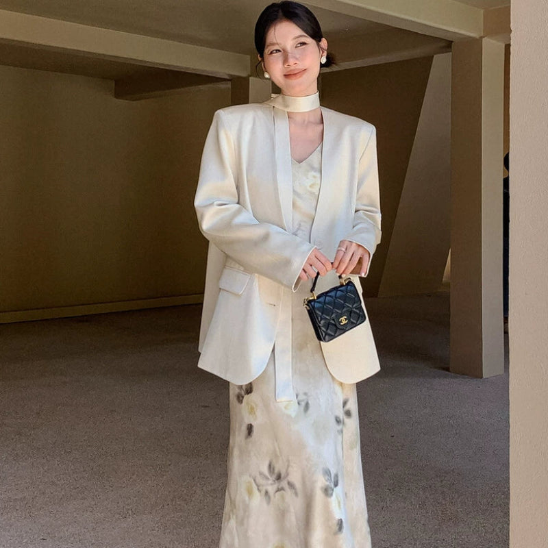 ノーカラーワンボタンモードジャケット(2colors)