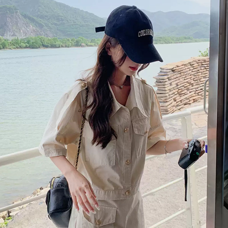 ミリタリーショート丈ジャケット×スカートセット