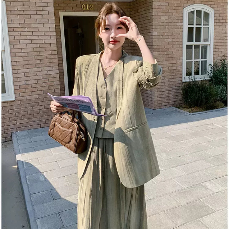 スマッジカラースリーピーススカートスーツ