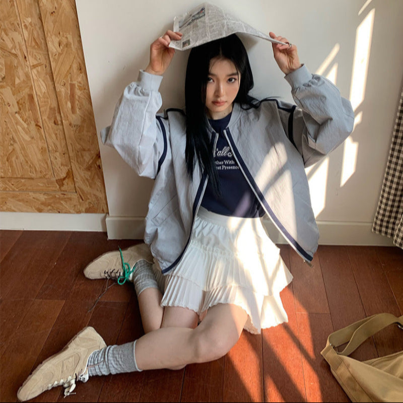 ショール付フロントロゴTシャツ(3colors)