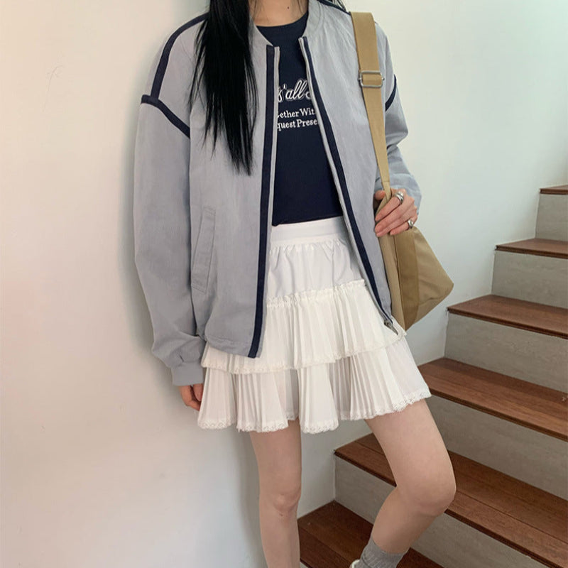 ショール付フロントロゴTシャツ(3colors)