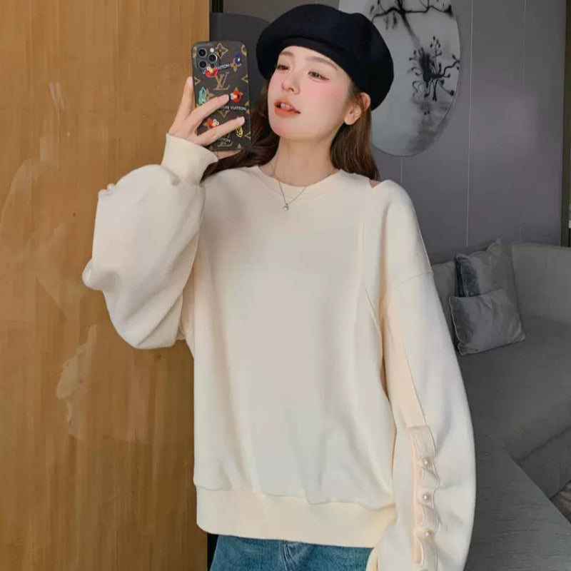 ショルダーカットパールスリーブスウェット