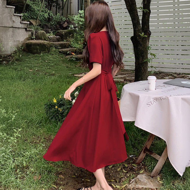 バックリボンスクエアネックワンピース