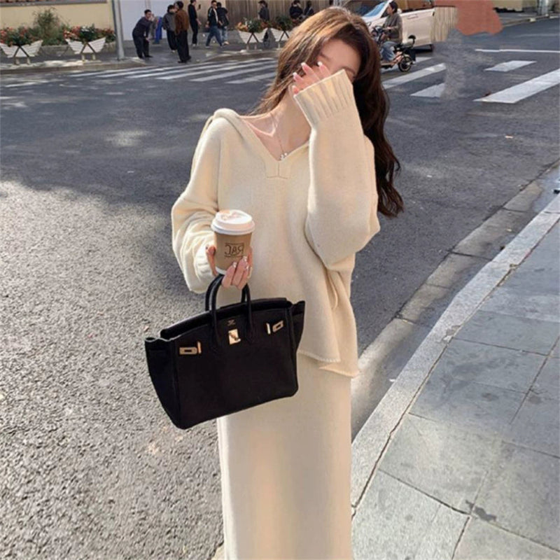 ニットパーカー×スカート(3colors)