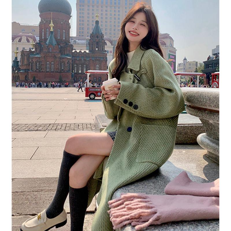 ラグランスリーブロング丈ウールコート