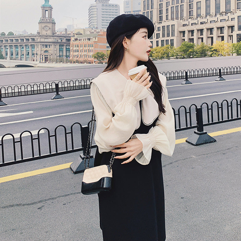 リボンディテールシアーパフスリーブワンピ