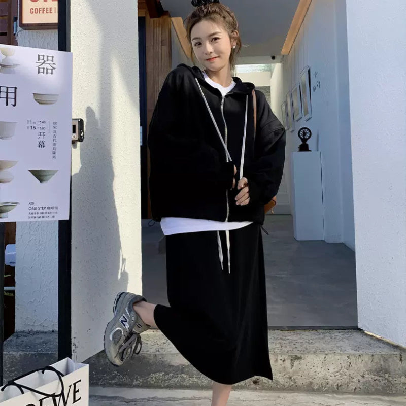 オーバーサイズパーカー×スリットスカートセット