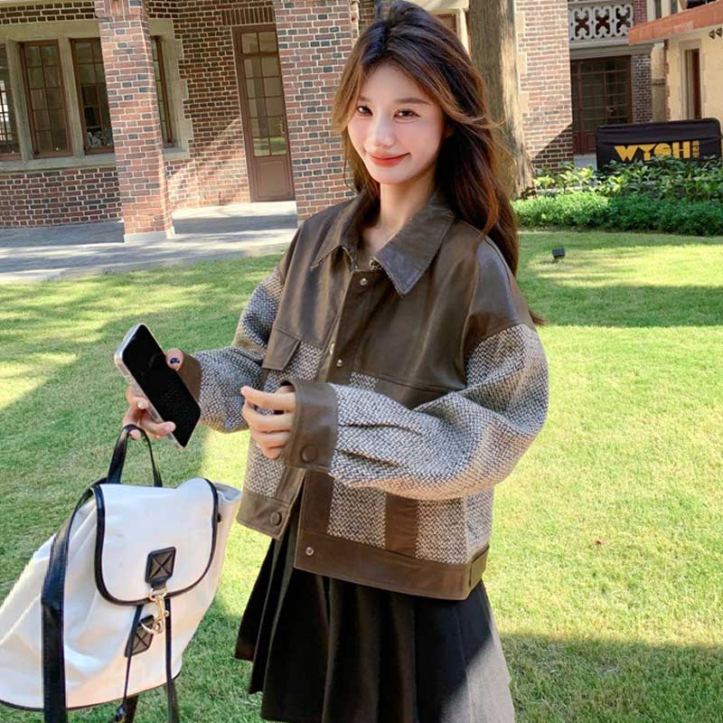 異素材コンビレザージャケット