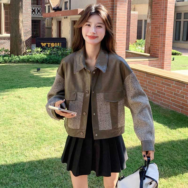 異素材コンビレザージャケット