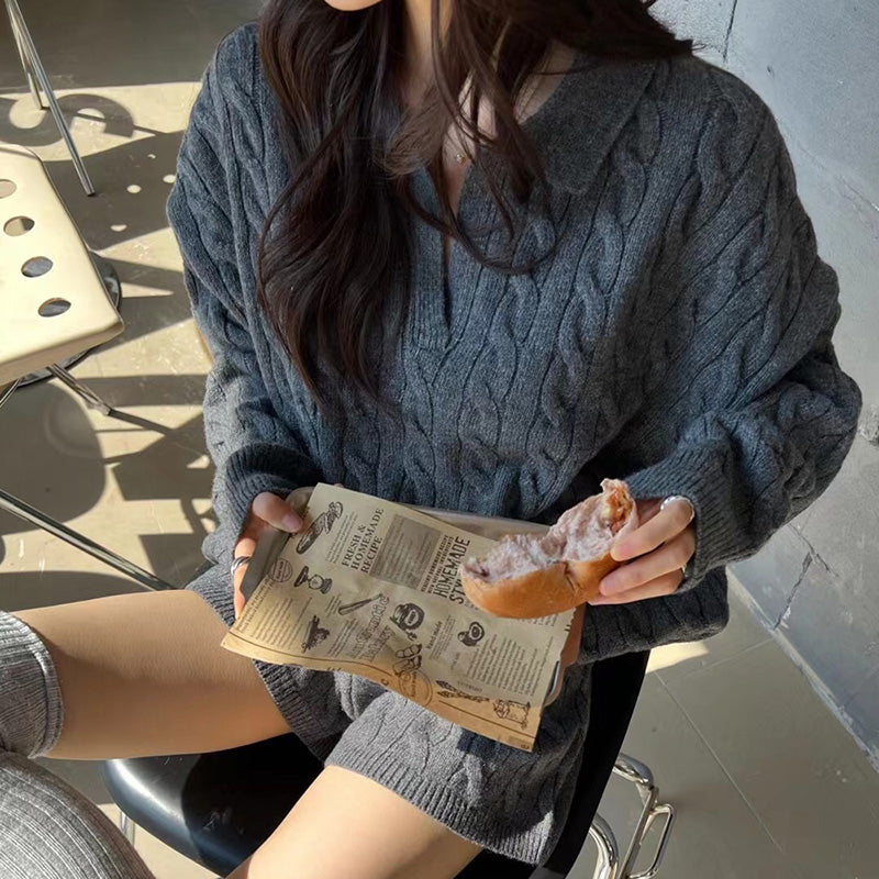 ケーブルニットショートパンツセットアップ