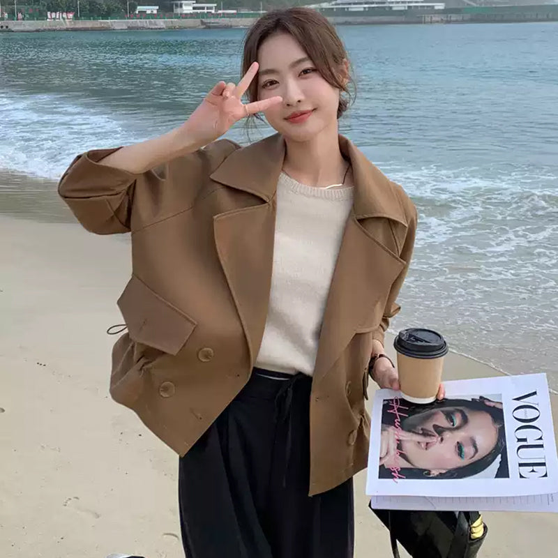 ドローストリングショート丈トレンチ