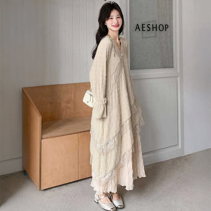 アンティークレースロングワンピース