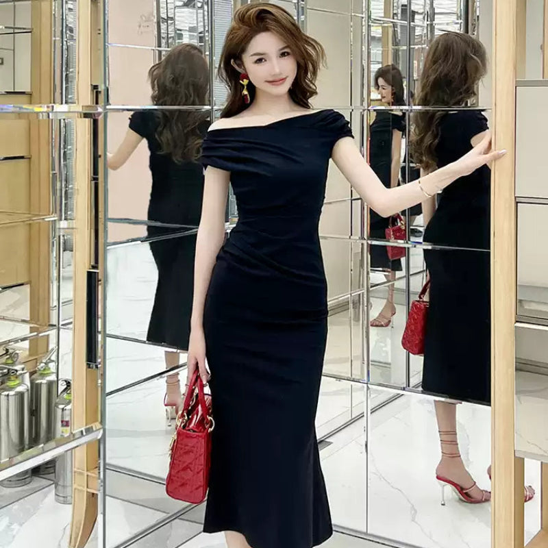 ワンショルダーマーメイドドレス(2colors)