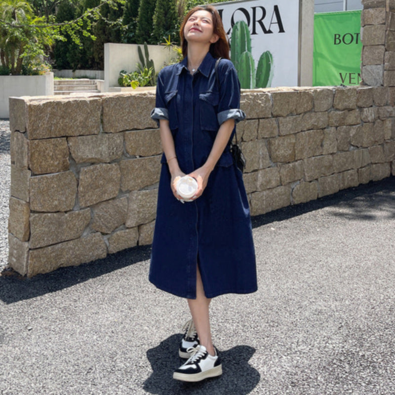 ワークデザインデニムワンピース