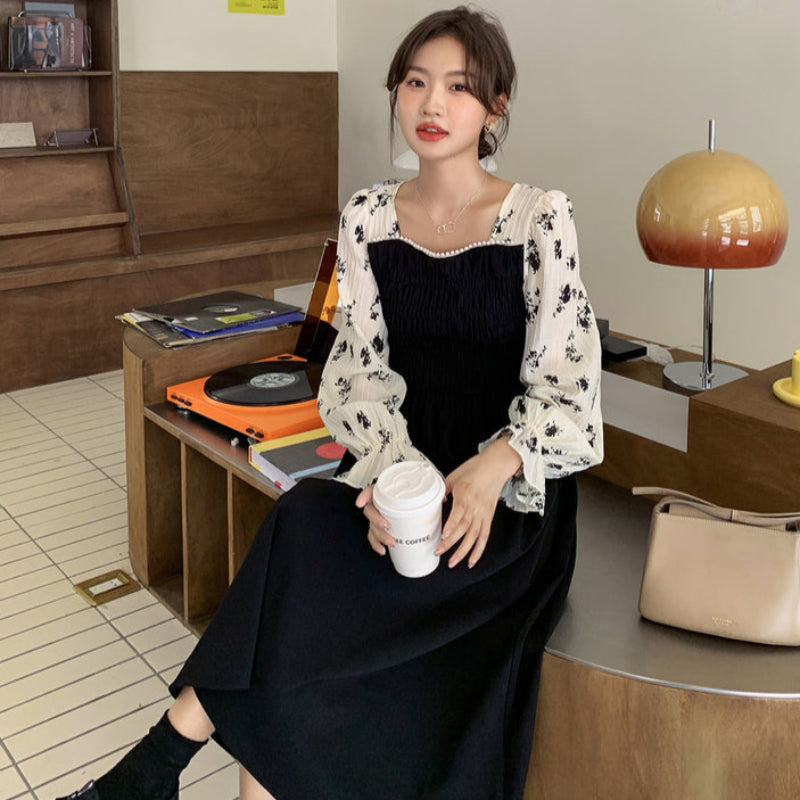 【即納】シアースリーブレトロワンピース