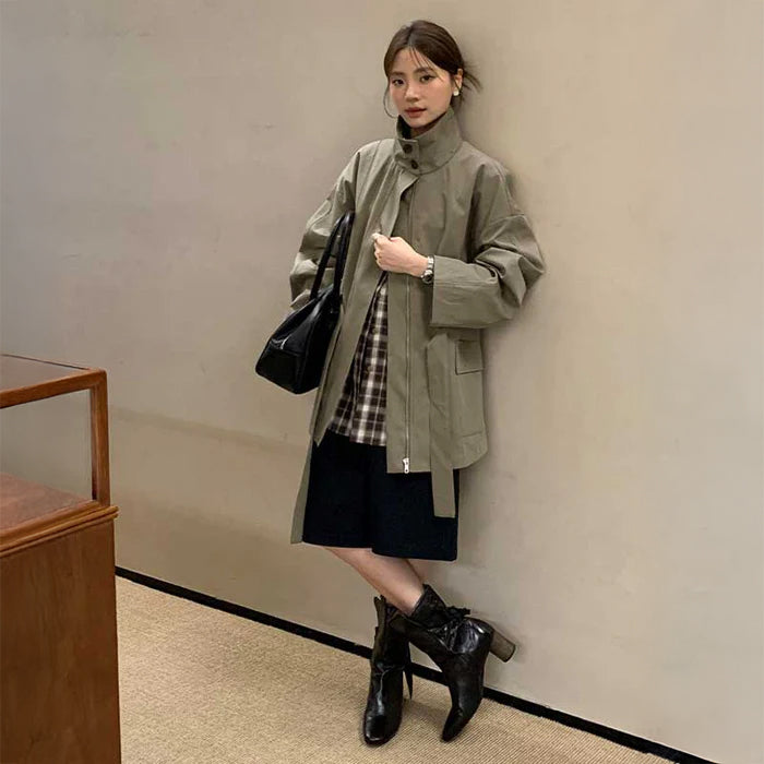 スタンドネックワイドスリーブコート(2colors)