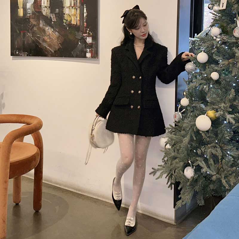 テーラードツイードワンピースコート(2colors)