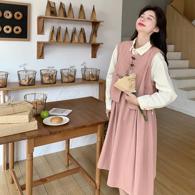 ベスト×ブラウスドッキングワンピース