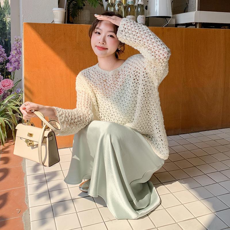 透かしニット×キャミソールワンピースセット