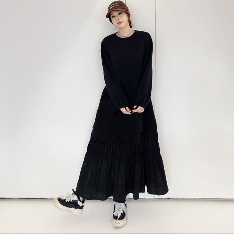 Vネックリラクシーロングニットワンピース(2colors)