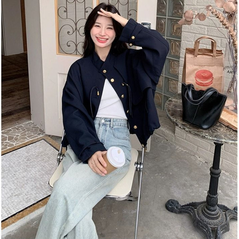 トレンチデザインネイビージャケット