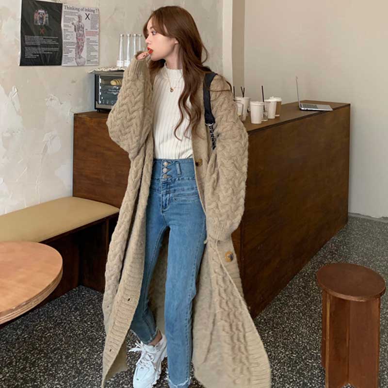 ケーブル編みロングカーディガン(3colors)