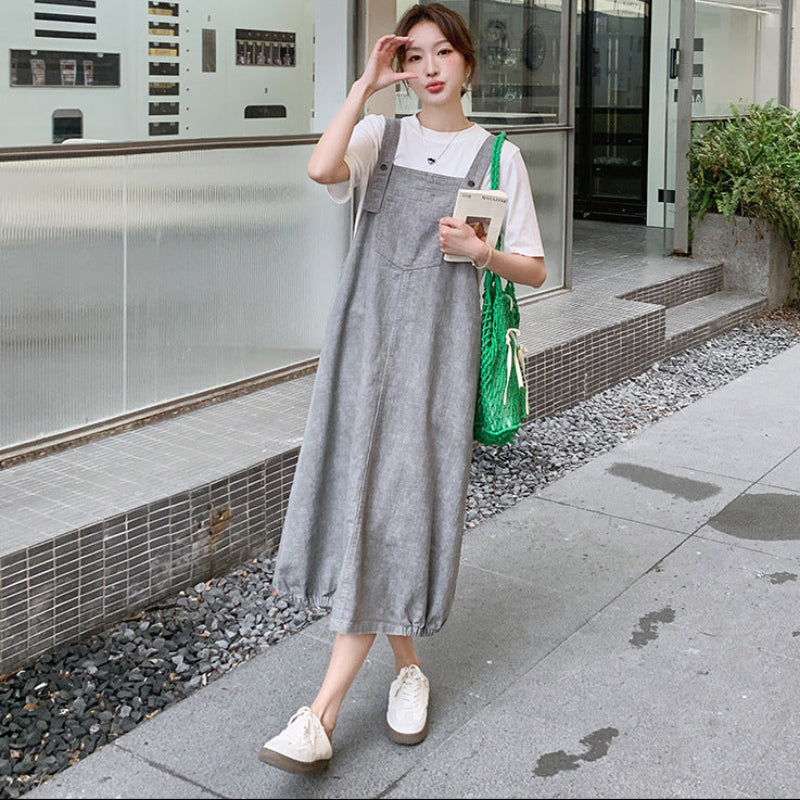 ナチュラルTシャツ×サロペットスカートセットアップ