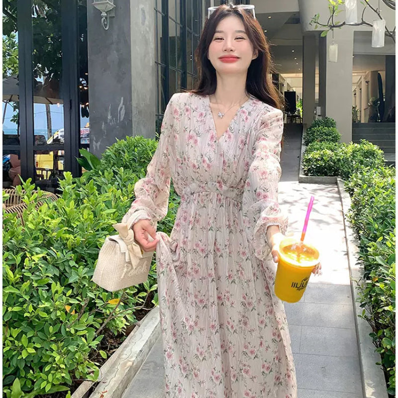 フローラルVネックワンピース(2colors)