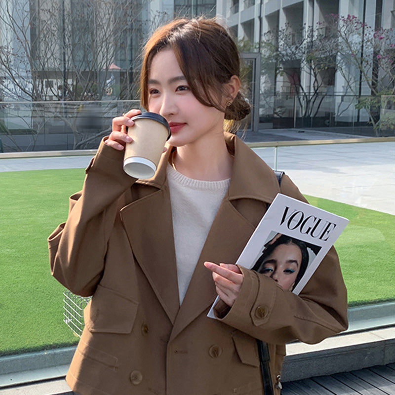 ドローストリングショート丈トレンチ