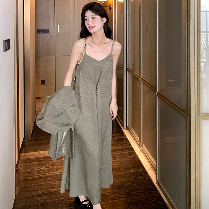 オーバーサイズジャケット×キャミワンピースセット