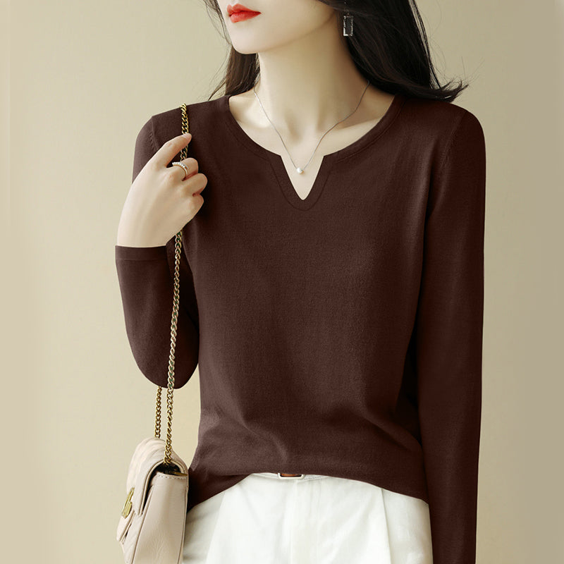 Vネック長袖トップス5colors