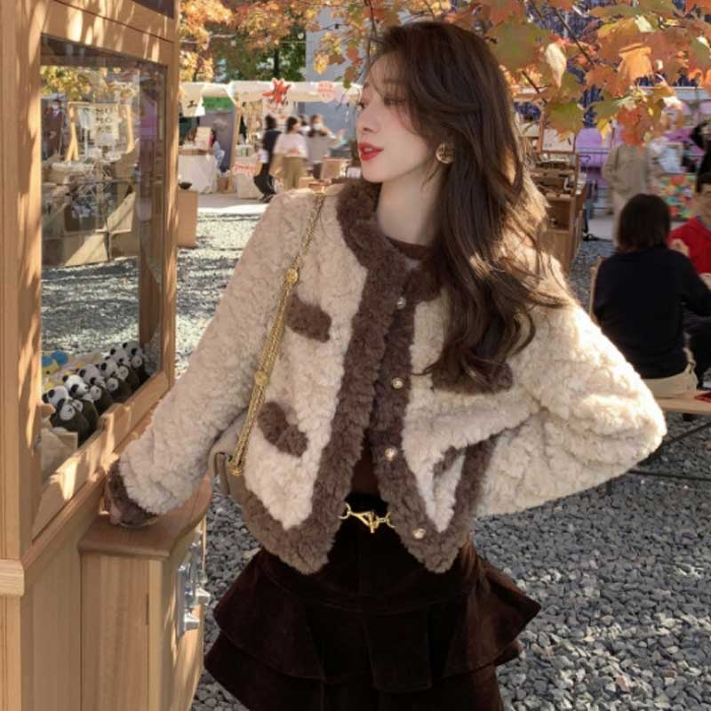 ボアバイカラーショートジャケット