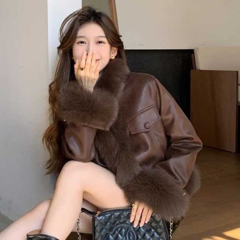 ファートリミングレザージャケット(3colors)