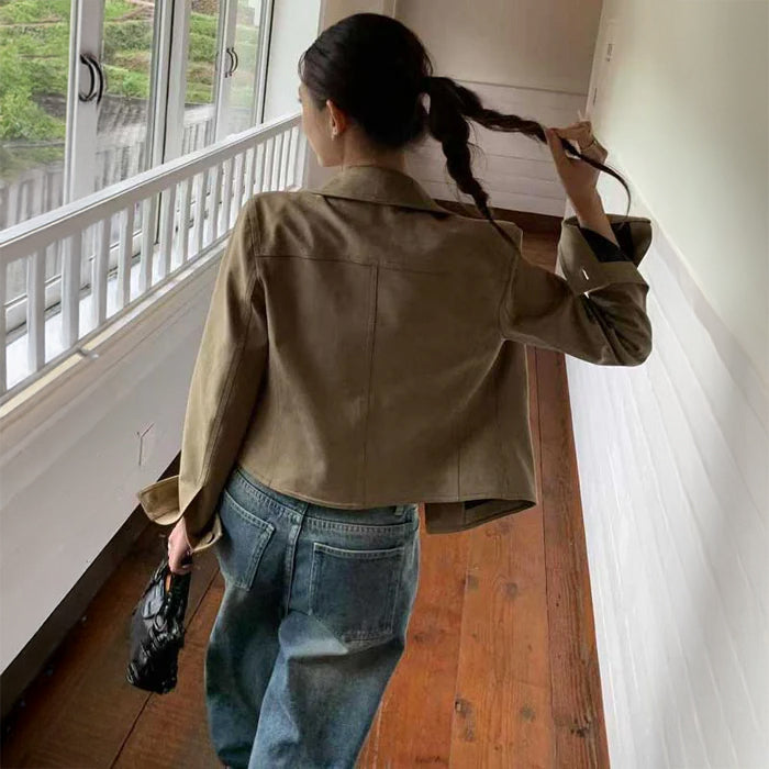 スエードテーラードジャケット