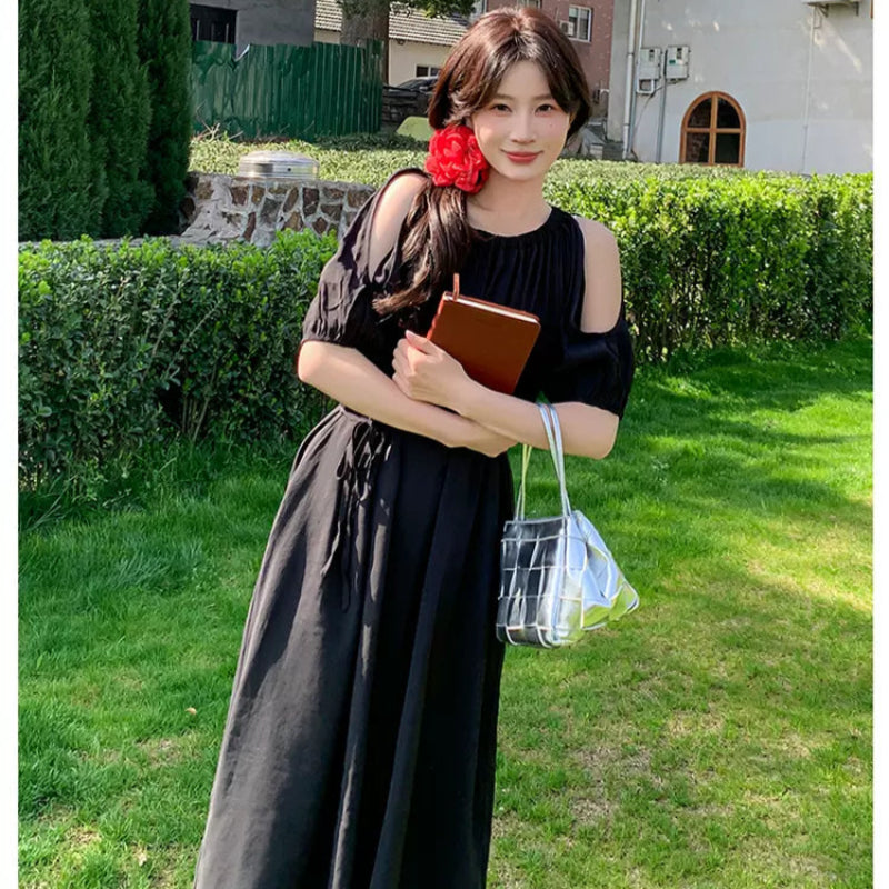 【即納】オープンパフスリーブワンピース