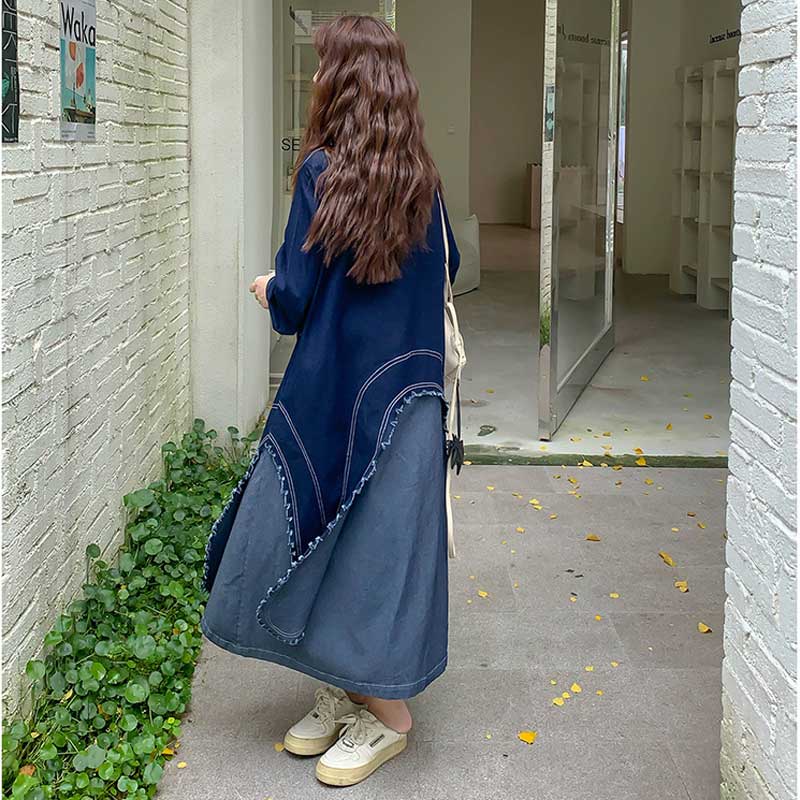 アシンメトリーデニムシャツワンピース